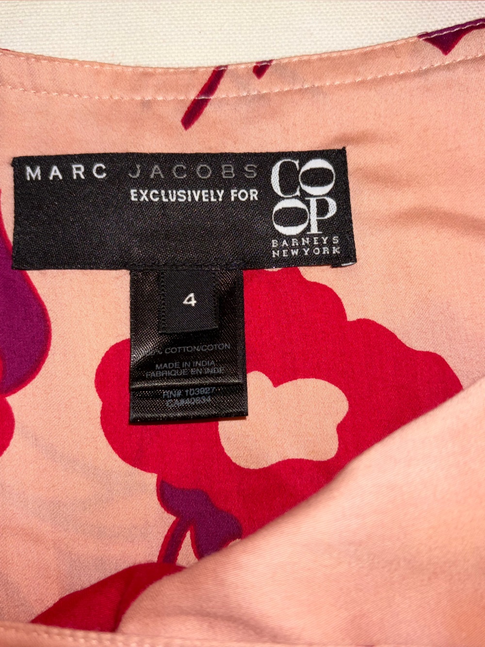 Marc Jacobs Barneys Coop Sleeveless Pink/Peach Floral Midi Dress Sz 4 - Picture 9 of 9